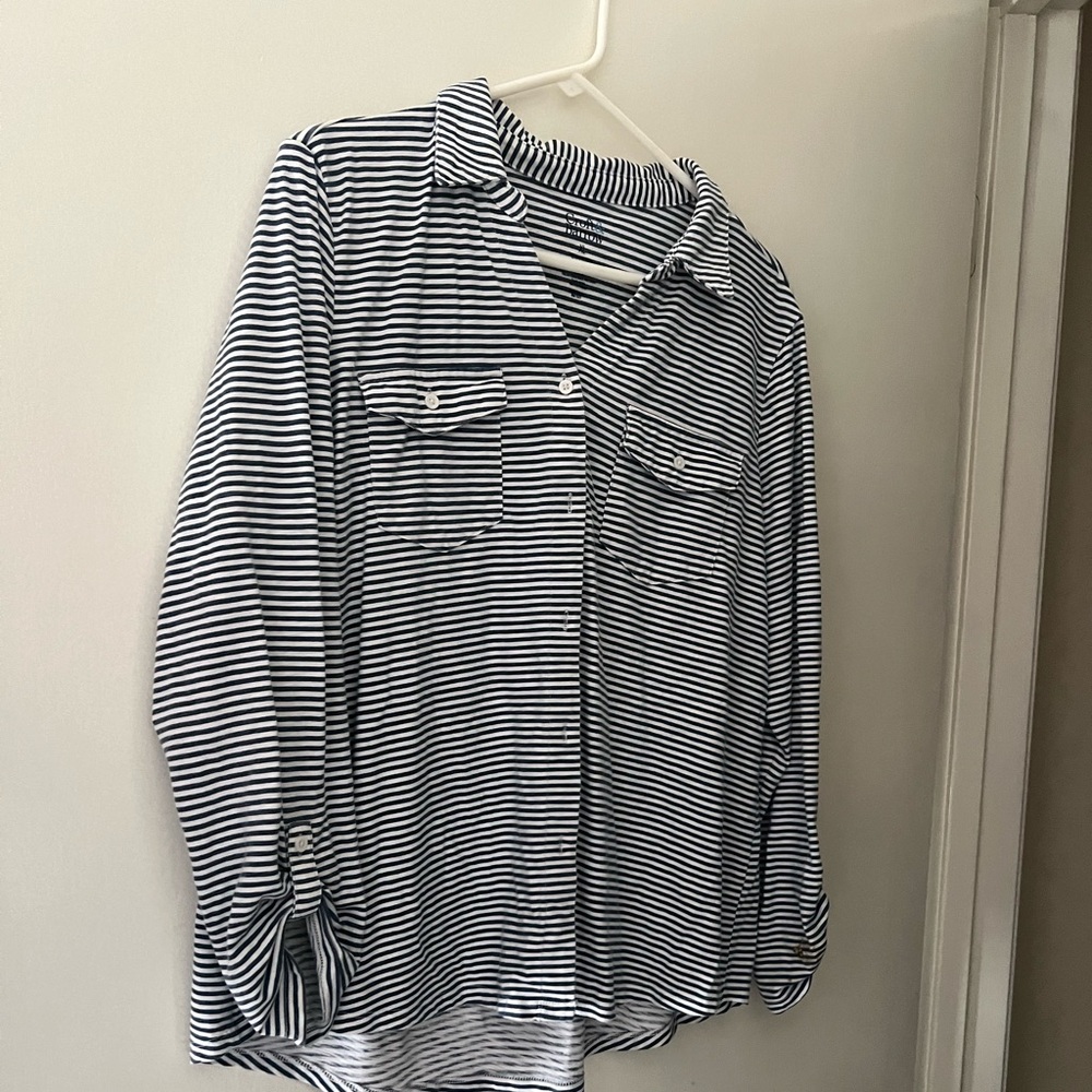 Croft & Barrow Navy and White Striped Shirt